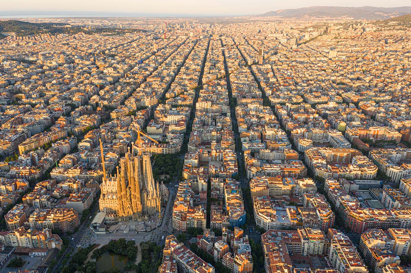 sagrada familia viewed from the sky.