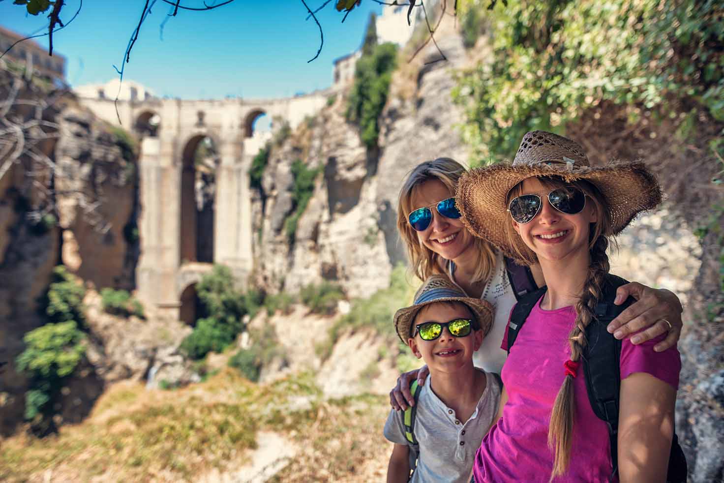 family enjoying private tour in Ronda