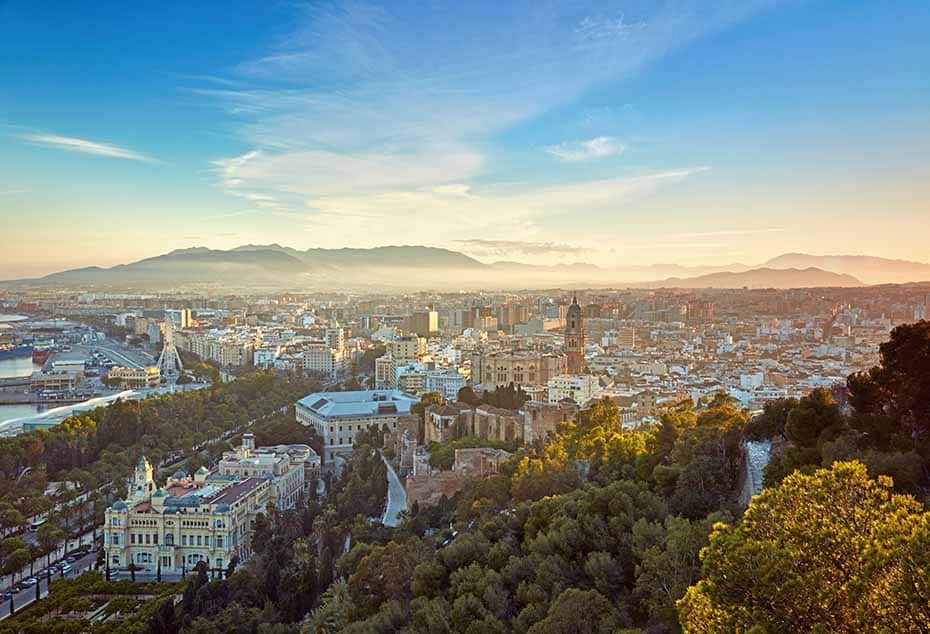 Aerial view of Malaga and the bay.