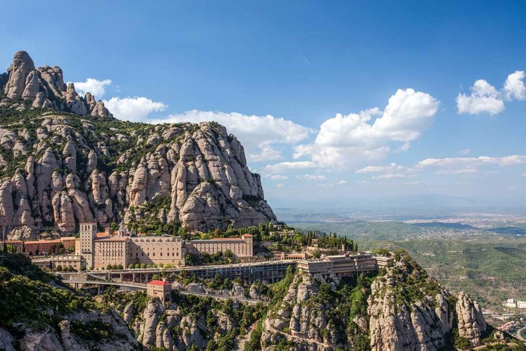 monastery and the mountains of Montserrat in Spain.