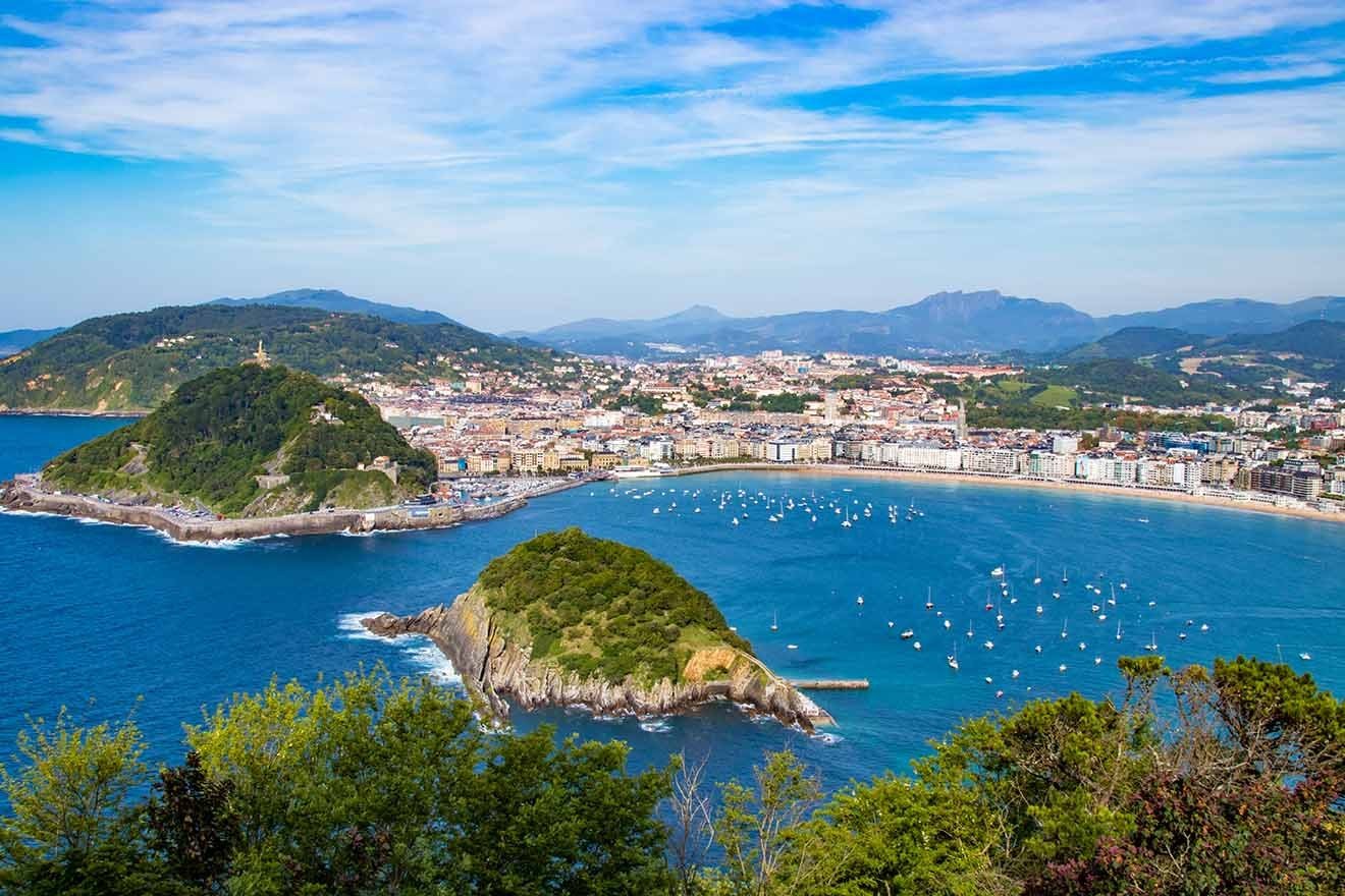 beautiful waters and white boats in harbor at san sebastian, donostia.