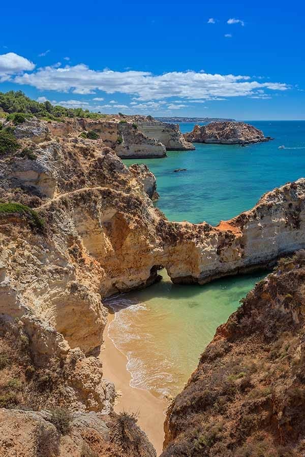 The sea and cliffs in Albufeira, Portugal Algarve.