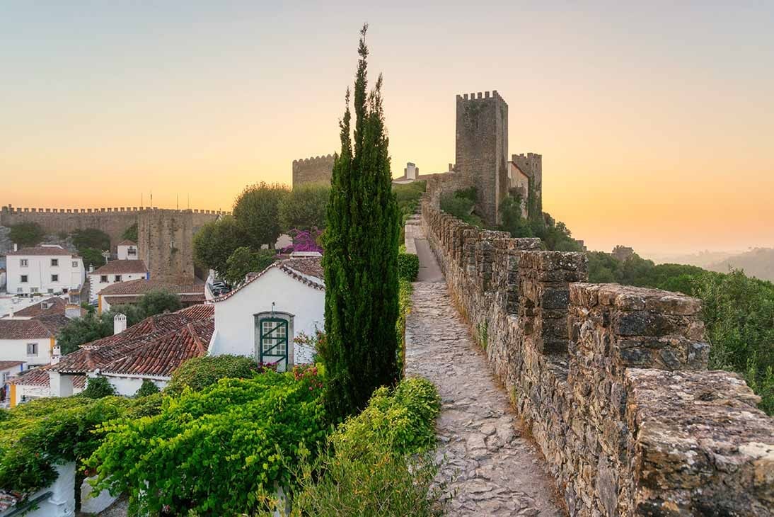 Historic town center in Obidos, Portugal.