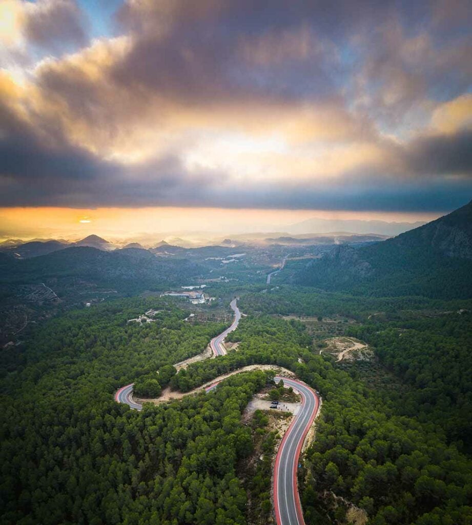 Winding road over Alicante, Spain