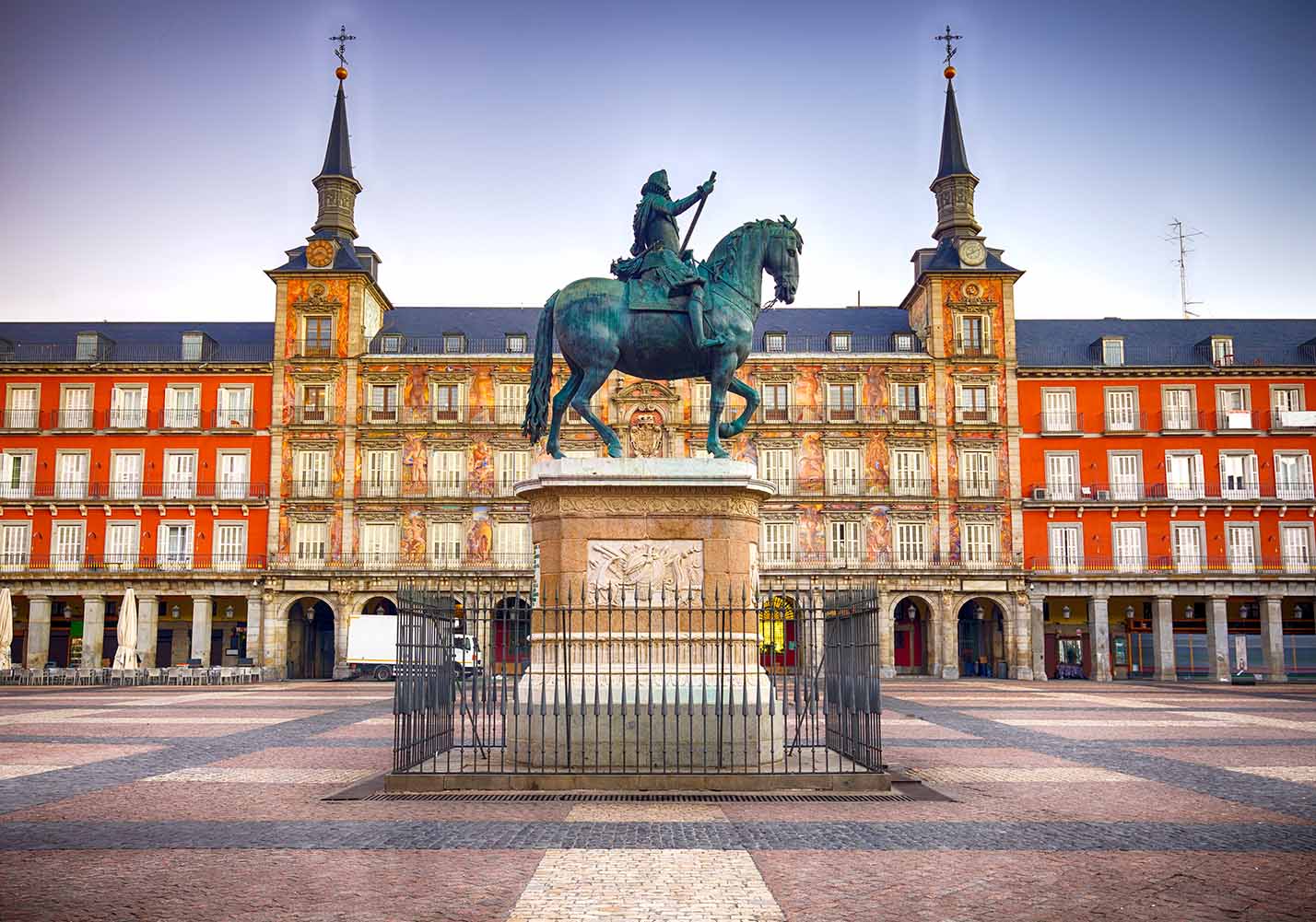 plaza mayor and bronze statue of King Philip III