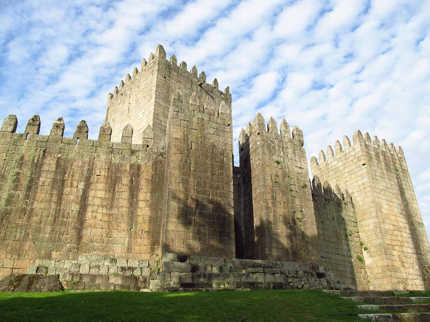 External shot of castle walls and towers at Guimaraes Castle