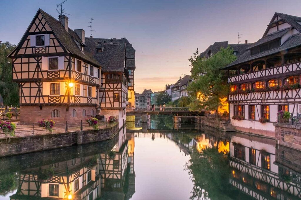 Sunset over the canal in Strasbourg