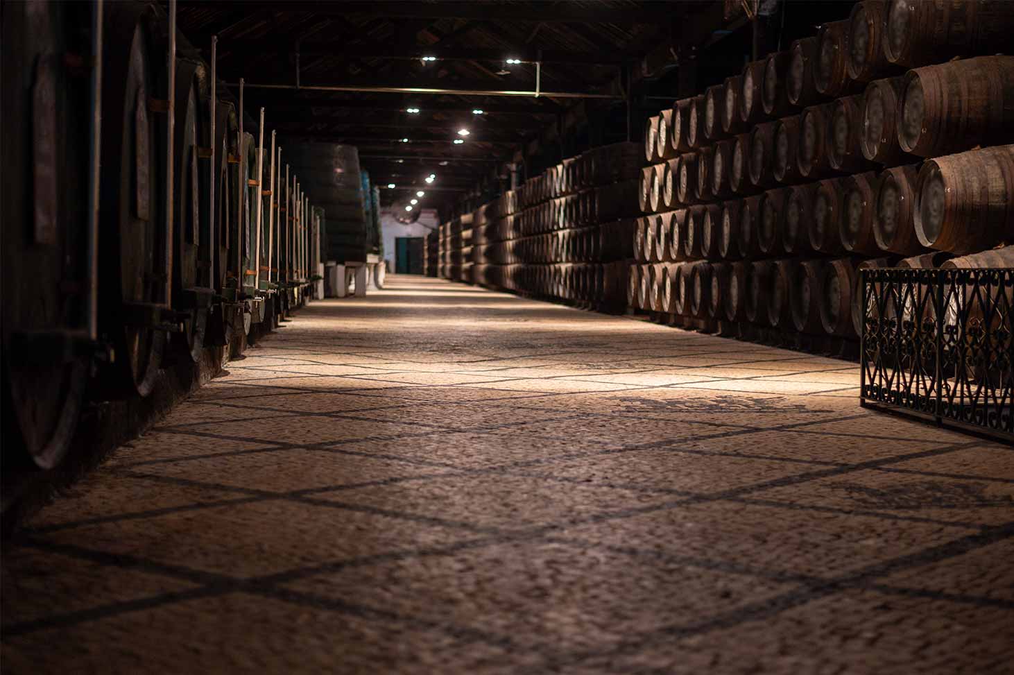 Underground barrels at Porto Wine Cellars