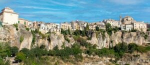 panoramic view of hanging houses in Cuenca