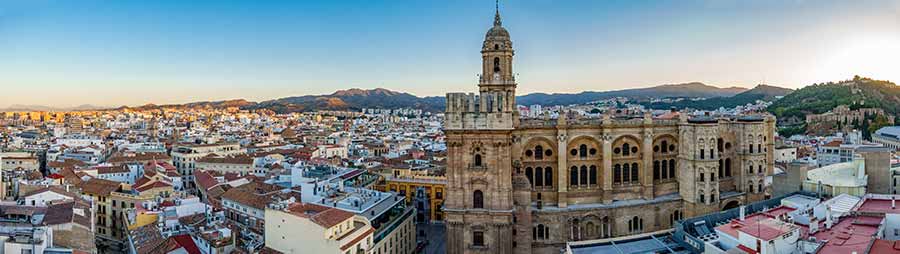 panoramic view of Malaga Cathedral, Spain